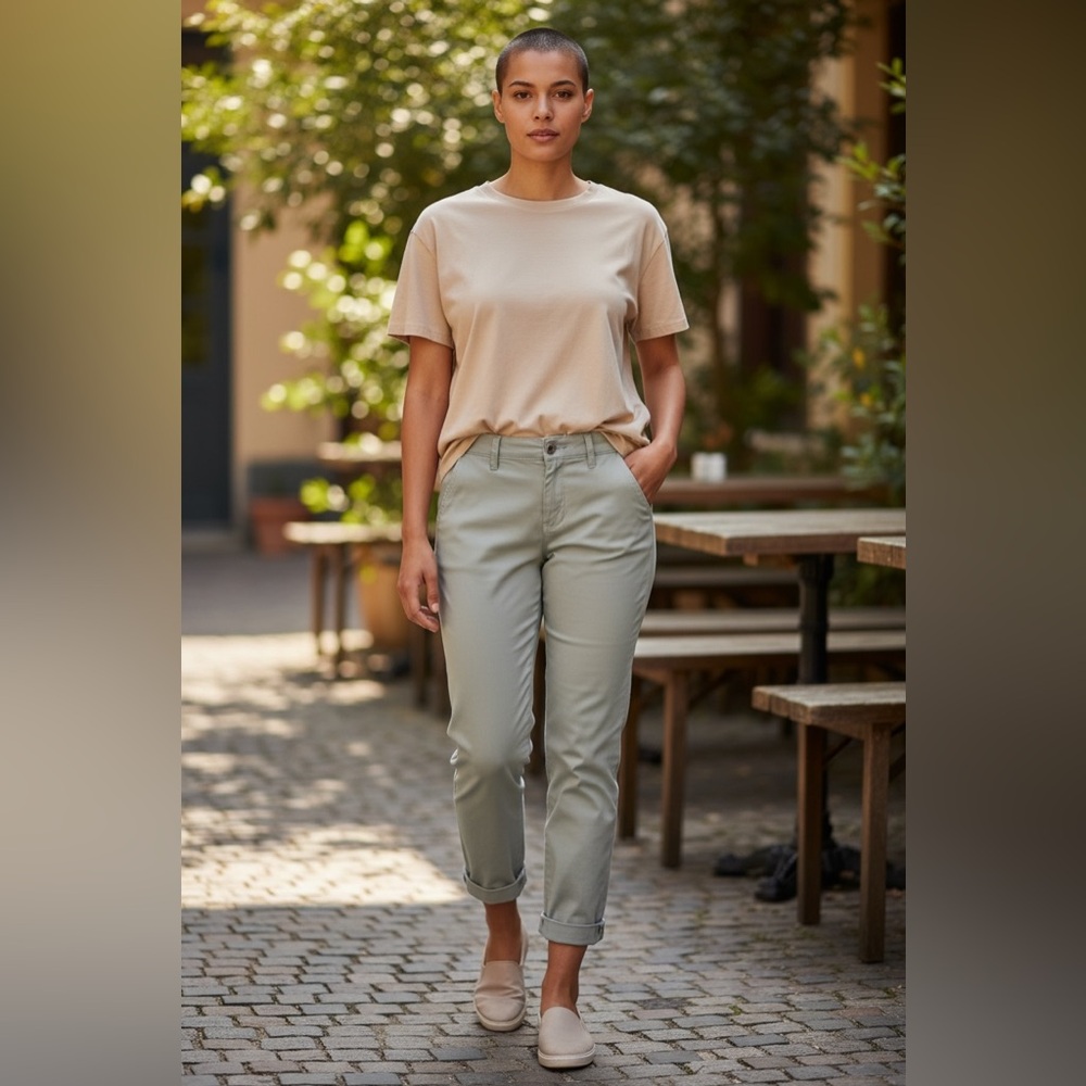 LILA RYAN Light Gray Cuffed Chinos